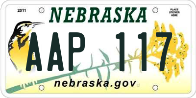 NE license plate AAP117