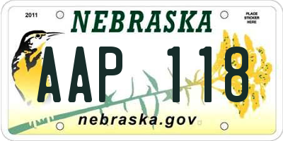 NE license plate AAP118