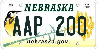 NE license plate AAP200