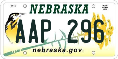 NE license plate AAP296