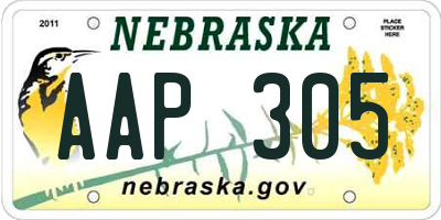 NE license plate AAP305