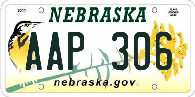 NE license plate AAP306