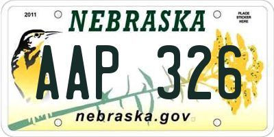 NE license plate AAP326