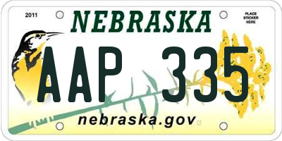 NE license plate AAP335