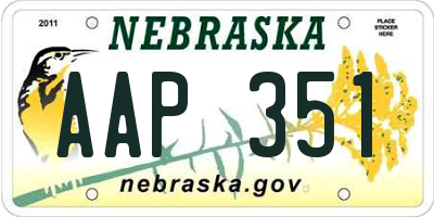 NE license plate AAP351