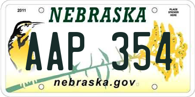NE license plate AAP354