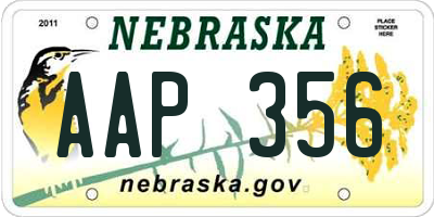 NE license plate AAP356