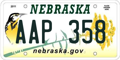 NE license plate AAP358