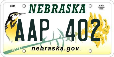 NE license plate AAP402