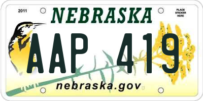 NE license plate AAP419