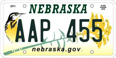 NE license plate AAP455