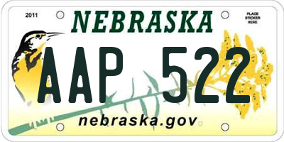 NE license plate AAP522