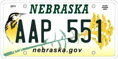 NE license plate AAP551