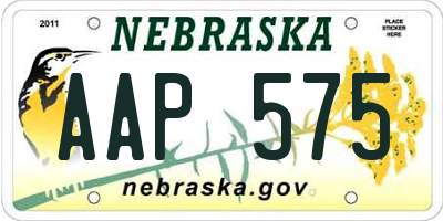 NE license plate AAP575