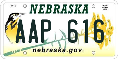 NE license plate AAP616