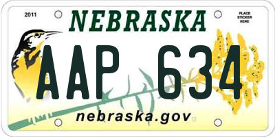NE license plate AAP634