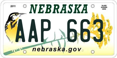 NE license plate AAP663