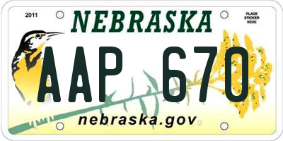 NE license plate AAP670