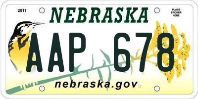 NE license plate AAP678