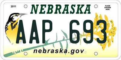 NE license plate AAP693