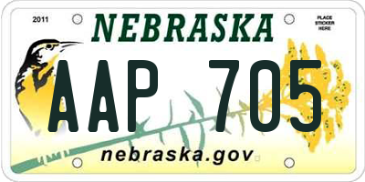 NE license plate AAP705