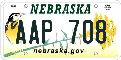 NE license plate AAP708