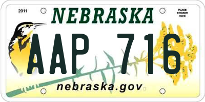 NE license plate AAP716