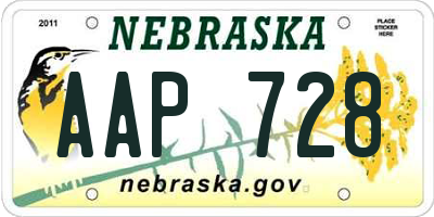 NE license plate AAP728
