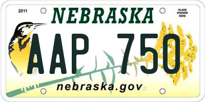 NE license plate AAP750