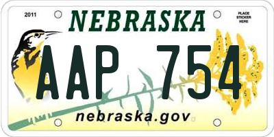 NE license plate AAP754