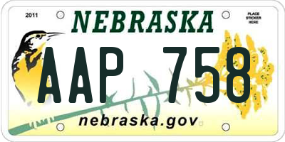 NE license plate AAP758