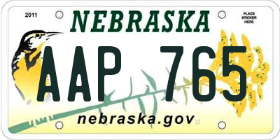 NE license plate AAP765