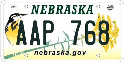NE license plate AAP768