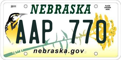 NE license plate AAP770