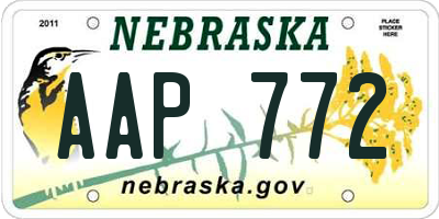 NE license plate AAP772
