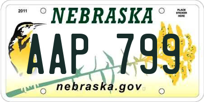 NE license plate AAP799