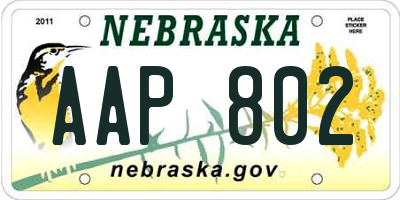 NE license plate AAP802
