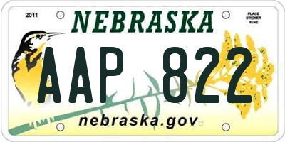 NE license plate AAP822