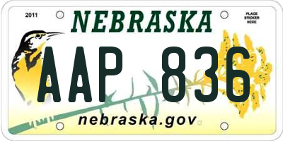 NE license plate AAP836