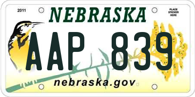NE license plate AAP839