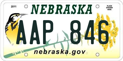 NE license plate AAP846