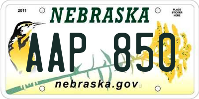 NE license plate AAP850