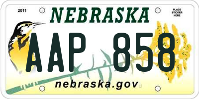NE license plate AAP858