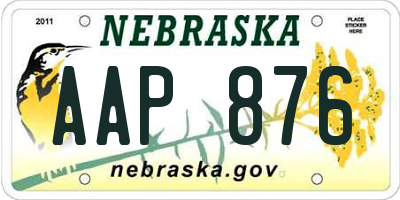 NE license plate AAP876