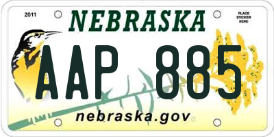 NE license plate AAP885
