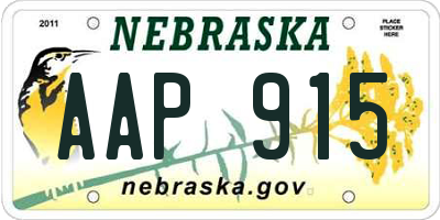 NE license plate AAP915