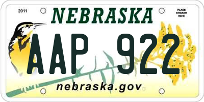 NE license plate AAP922