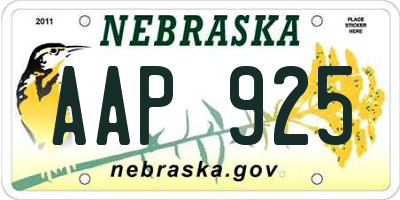 NE license plate AAP925