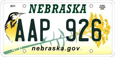 NE license plate AAP926