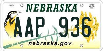 NE license plate AAP936